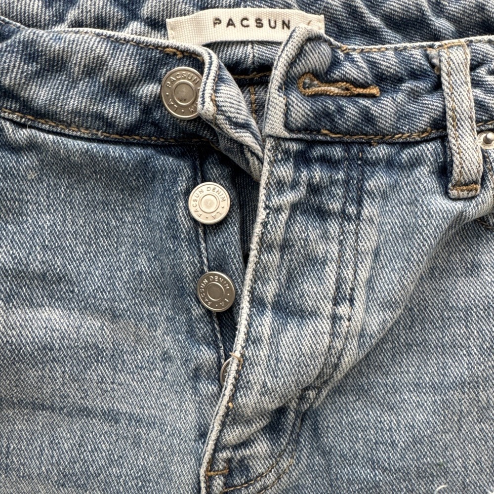PACSUN Mom Jean Size 25 100% Cotton High Rise Light Wash Blue Distressed